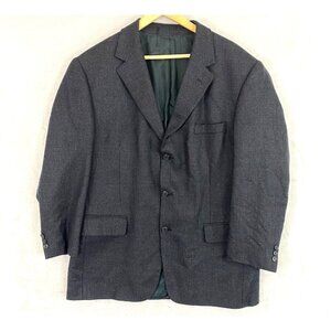 Chereskin Lambswool Blazer Sport Coat Mens 44 R Gray Blue Suit Jacket 2 Button
